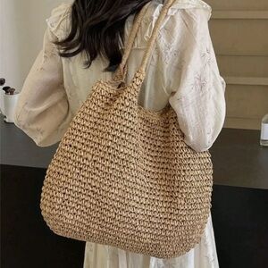 083- Stylish Tan Woven Tote Bag